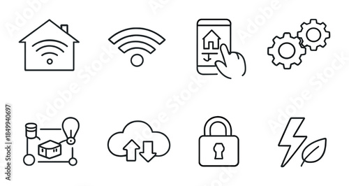 Smart home technology icons for automation and connectivity