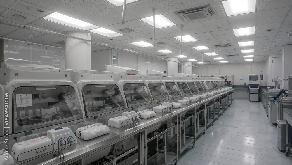 Obraz premium a modern laboratory filled with advanced equipment, showcasing the cutting-edge technology and sterile environment required for scientific research