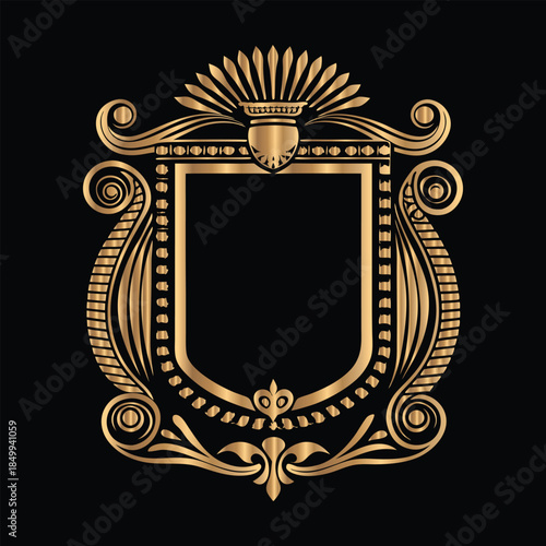 Vector set of gold vintage frames. Elegant element for design in Eastern style, place for text. Floral golden border. Lace illustration for invitations and greeting cards.