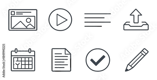 Set of minimalistic user interface icons for web and app design
