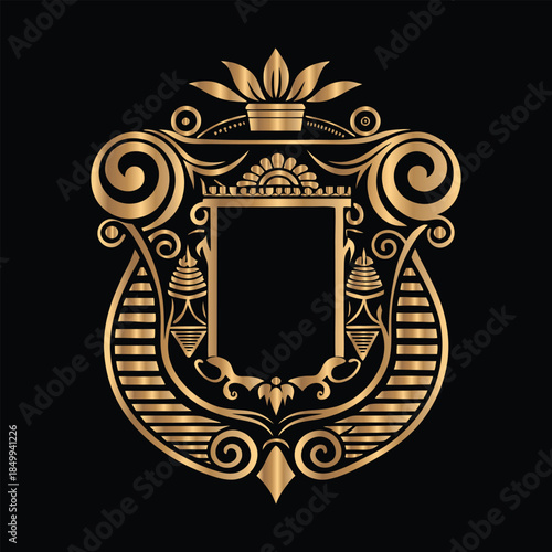 Vector set of gold vintage frames. Elegant element for design in Eastern style, place for text. Floral golden border. Lace illustration for invitations and greeting cards.