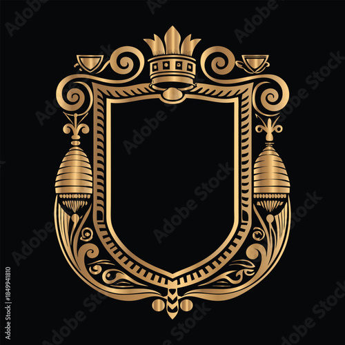 Vector set of gold vintage frames. Elegant element for design in Eastern style, place for text. Floral golden border. Lace illustration for invitations and greeting cards.