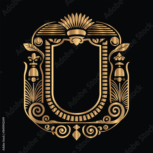 Vector set of gold vintage frames. Elegant element for design in Eastern style, place for text. Floral golden border. Lace illustration for invitations and greeting cards.