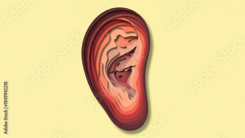 World Hearing Day Artistic Illustration of an Ear, Conceptual Design, Modern Style, Digital Art, Unique Perspective