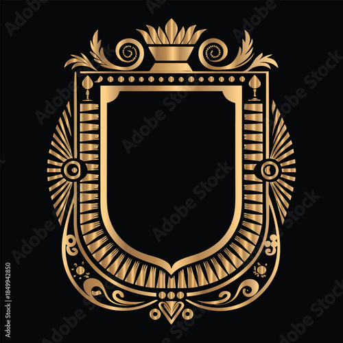 Vector set of gold vintage frames. Elegant element for design in Eastern style, place for text. Floral golden border. Lace illustration for invitations and greeting cards.