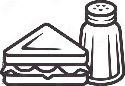 Triangle sandwich and salt shaker line food