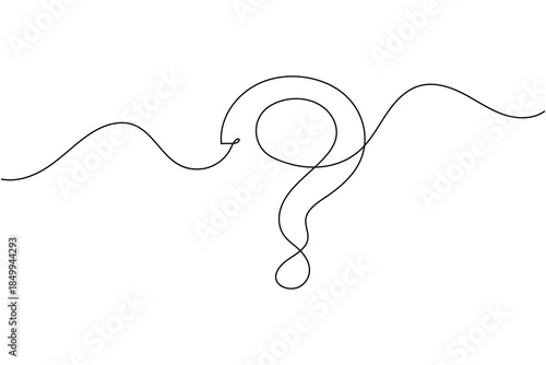 A continuous line drawing of a question mark, symbolizing curiosity and inquiry.