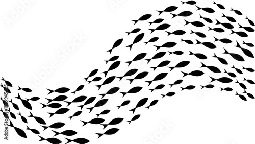 School of fish swimming together in unison