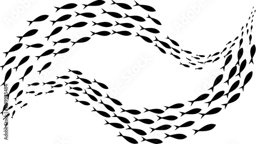 School of fish swimming together in unison