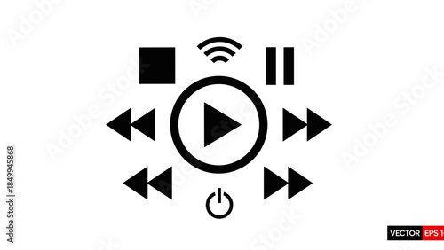 Media Player Control Icons Set Design.