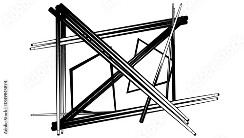 Metal Frame Structure with Diagonal Bars.