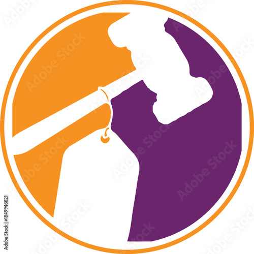 Auction Gavel and Price Tag Logo