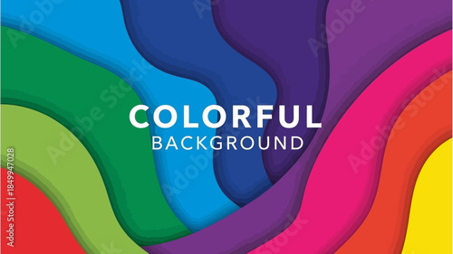 Vibrant colorful background with wavy lines in multiple bright hues