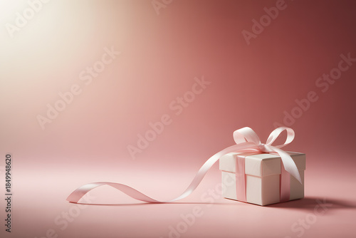 Wallpaper Mural Elegant gift box with ribbon on pink background Torontodigital.ca