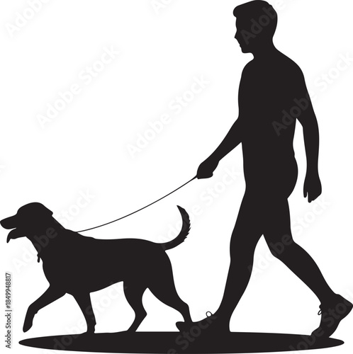 Dog Walking Silhouette Icon Set