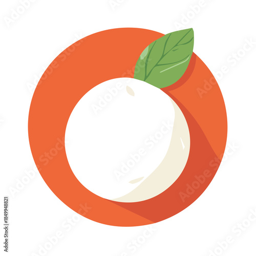 A Minimalistic 2D flat icon featuring mozzarella_ball, clean vector design, simple illustration style, isolated on a white background, modern element in vector and EPS format. simple design