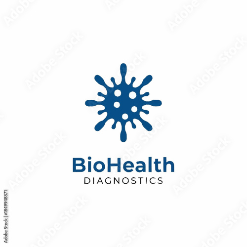 Blue BioHealth Diagnostics logo featuring a stylized microorganism or virus icon, representing biological and medical diagnostic services.