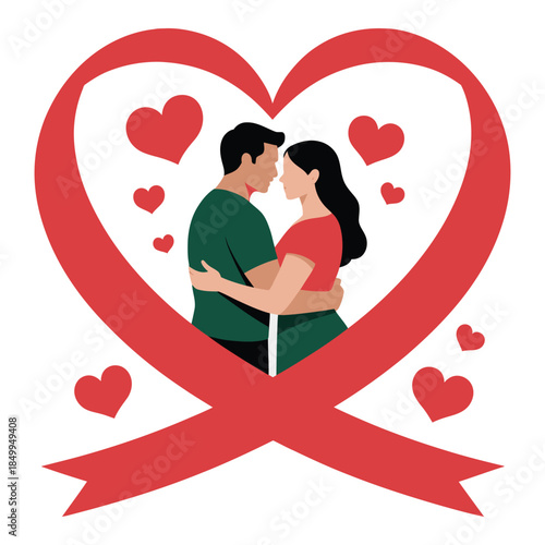 Romantic Couple Embracing in Heart