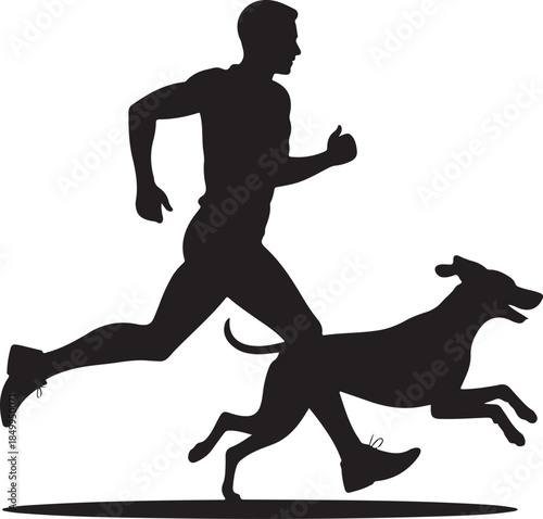 Dog Walking Silhouette Icon Set