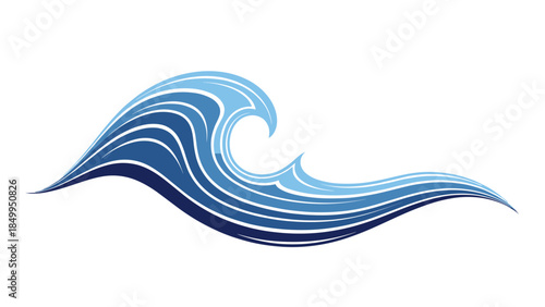 Ocean Wave Illustration with Blue Tones.