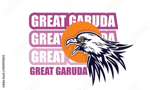 great garuda head logo, silhouette of strong and brave big bird expressions vector illusrations