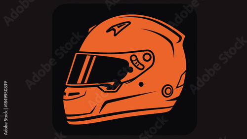 Orange Motorcycle Helmet Illustration on Black.