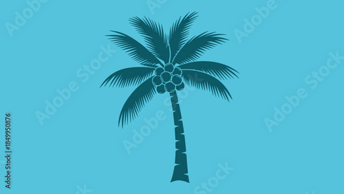 Palm Tree Silhouette Against Blue Sky.