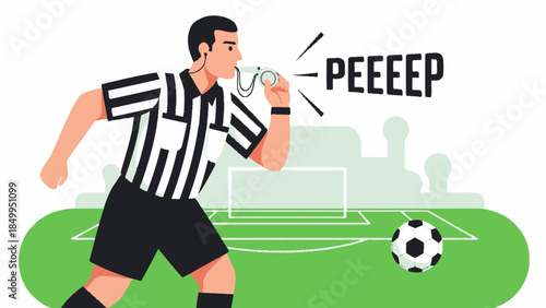 3D cartoon illustration of a young boy soccer player character kicking a football on a green grass field competition to score a goal