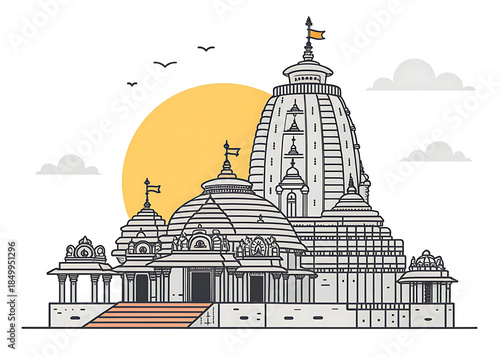 Jagannath Temple Puri, minimal vector illustration