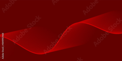 Abstract red background with glowing curve lines. Modern shiny red gradient geometric circle lines pattern. Futuristic concept. Suit for banner, brochure, poster, presentation. vector illustration