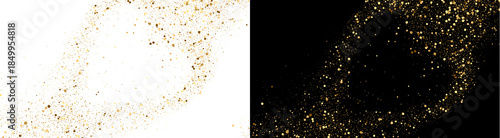 Slika na platnu PNG image of Swirling golden glitter particles cascade across a deep creating a