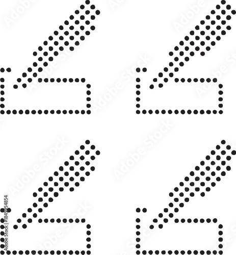 Isolated Writing Dot Map Icons, Writing Dot Map Icons Black Dot Style, Writing Minimal UI Symbols, Four Identical Dot Grid Icons, Clean Modern App Web Design Icons