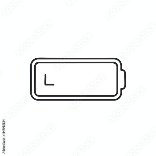 A black outline of a nearly empty battery icon with an "L" symbol