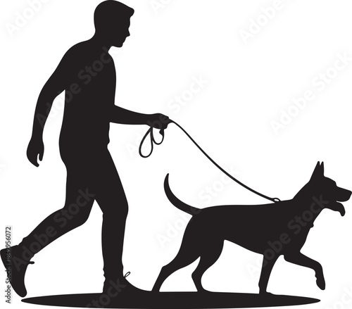 Dog Walking Silhouette Icon Set