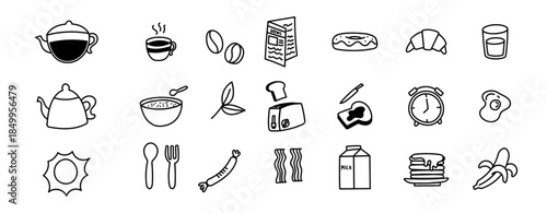 breakfast doodle icon hand drawing food toast morning foodies