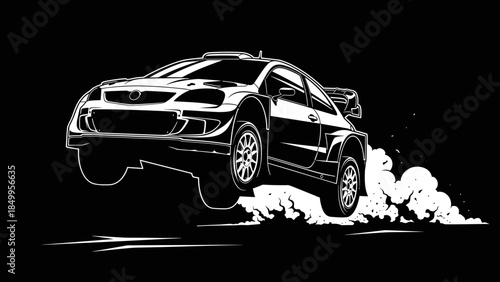 Racing Car Illustration with Smoke.