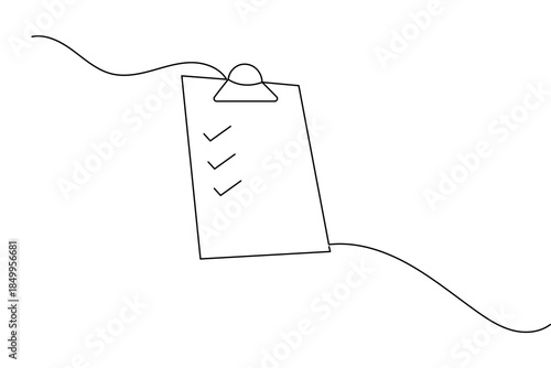 Simple clipboard outline single line art sketch for business and office concept