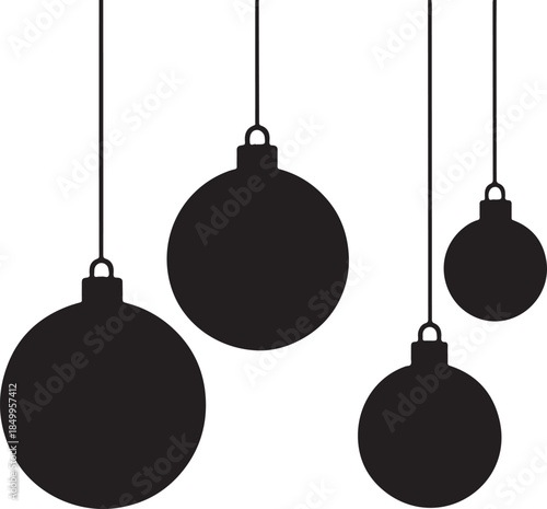 Dark Christmas baubles hanging 
