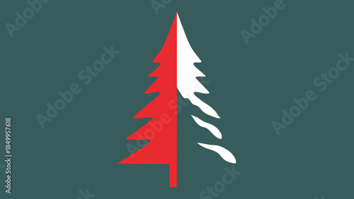 Red and White Christmas Tree Icon.