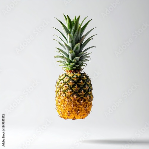 Pineapple, floating, bright yellow, green crown