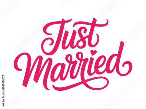 Just Married Pink Typography Sign