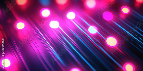 abstract vibrant bokeh background with glowing orbs and streaking light trails in pink blue purple hues