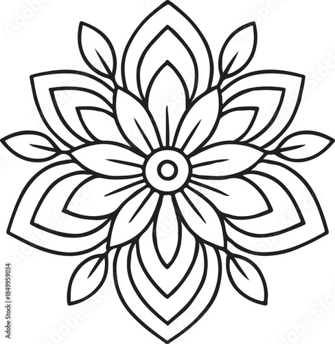 Easy And Bold Line Mandala Coloring Page