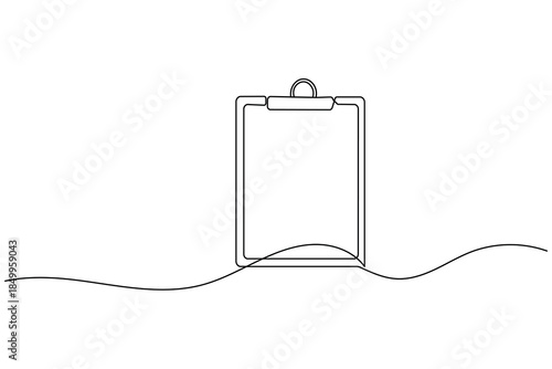 Simple clipboard outline single line art sketch for business and office concept
