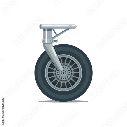 Detailed illustration of an aircraft landing gear wheel and strut assembly
