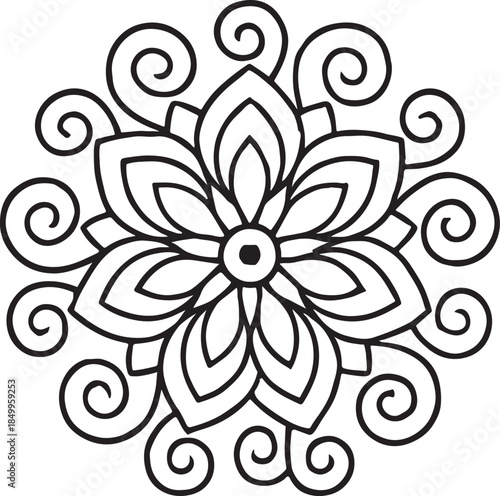 Easy And Bold Line Mandala Coloring Page