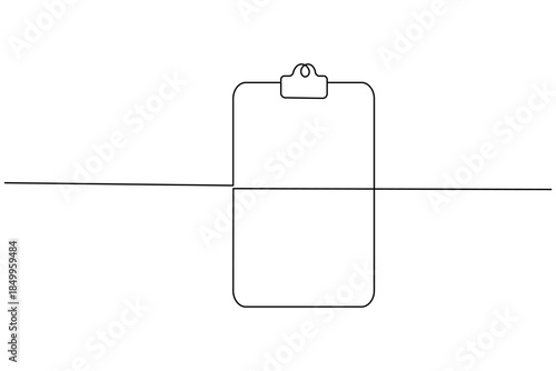 Simple clipboard outline single line art sketch for business and office concept