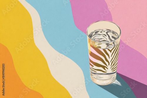 Colorful infographic on damp drinking concept, zebra striping