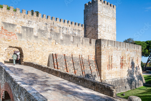 São Jorge Castle, a historic fortress on top of the city's highest hill, with origins dating back to the Moorish occupation (11th century). It was captured by Christians in 1147. Lisbon, Portugal 2023