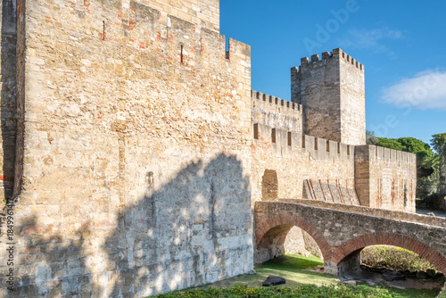 São Jorge Castle, a historic fortress on top of the city's highest hill, with origins dating back to the Moorish occupation (11th century). It was captured by Christians in 1147. Lisbon, Portugal 2023